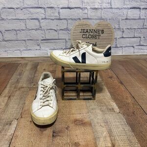 Veja Campo Leather Sneakers Minimalist White navy Logo School Low Top Women's 10